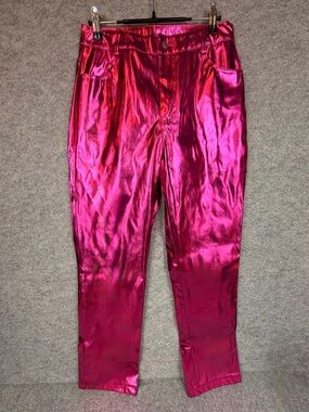 Shiny Metallic Pink Women’s Jenner Pants - Vibrant Magenta